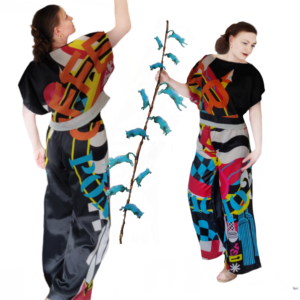 Art2Wear Kimono edition completo pantaloni e top kimono con disegno geometrico